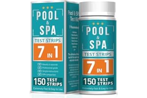 GENERIC 7 in 1 - Pool test strips - Pool and Spa - Hot tub test strips - 150 strips - Chlorine - PH - Total Alkalinity -Total Chlorine - Bromine - Cyanuric Acid - Total Hardness, Water Chemical Testing kit.