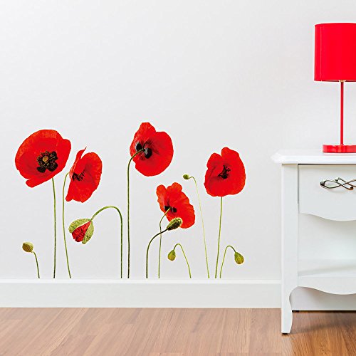 Walplus Wandaufkleber, entfernbar, Klatschmohn, Rot - 3