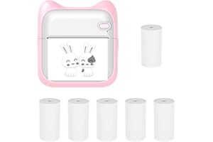 Bisofice Mini Impresora de Fotos de Bolsillo Máquina de impresión térmica portátil Conexión BT inalámbrica de 203 PPP para Etiqueta de Imagen Lista de Manualidades DIY Meno Notas Diario Papel