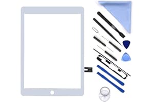 E-Soul Kit de réparation de numériseur blanc pour iPad 9,7" 2018 iPad 6 6ème génération A1893 A1954 écran tactile de rechange (sans bouton Accueil, LCD non inclus) + adhésif pré-installé + outils