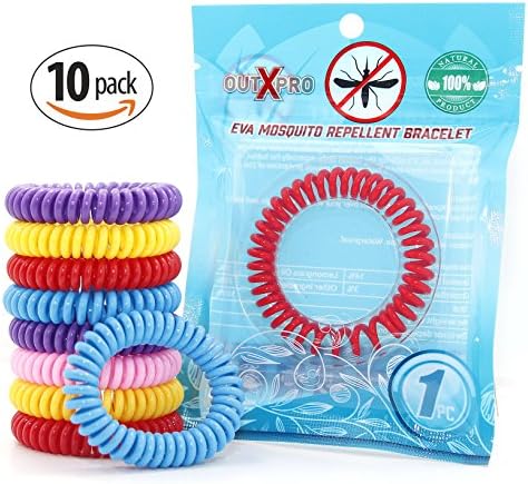 OUTXPRO 10 Mosquito Insect Repellent Bracelets - Family Pack - Without DEET Natural Pest Control Bug Repelling Wristbands Multi Colored Single Pack Super Effective 250 Hours Protection Each Band