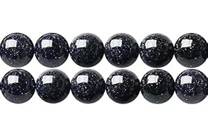 SKYBEADS Perles Pierre de Soleil Bleu Goldstone Rondes 10mm Semi Précieuse pour Bijoux Longueur 38cm environ 35 pcs