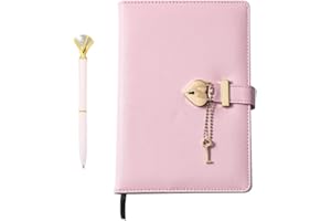 CIOUYAOS Dziennik A5, prezent dla nastolatek, dziewcząt, organizer na klucze w kształcie serca, z pisakiem diamentowym, wodoodporna okładka ze skóry PU, notatnik dla nastolatek w wieku 11 lat