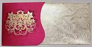 Jain Cards Sagan/Shagun/Wedding/Cash/Gift/Money Envelope with Satan Pocket (Pack of 5 Pcs.) (Pink)