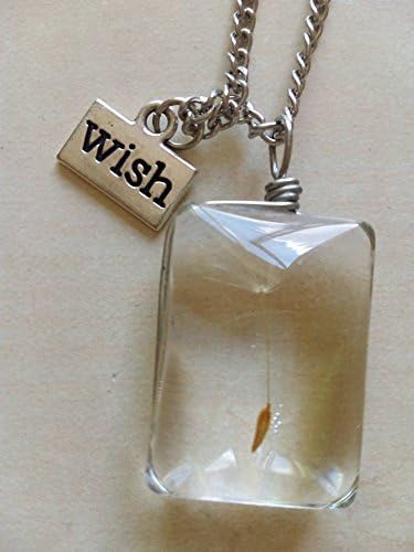 dandelion make a wish resin metal chian silver necklace dreamer