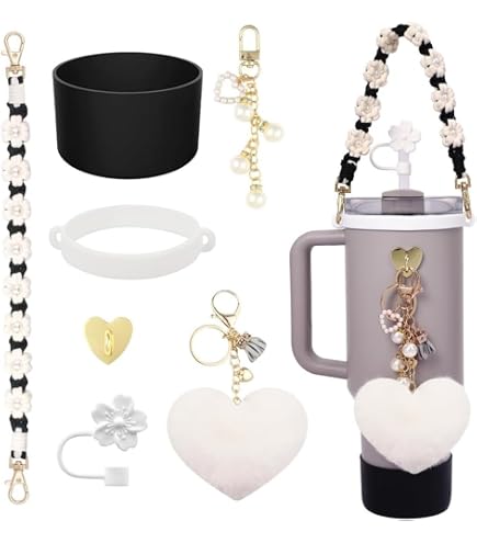 8 Pièces Accessoires Stanley Cup Violet - Couvercle Paille, Poignée Bohème, Bottes Protection 30oz 40oz