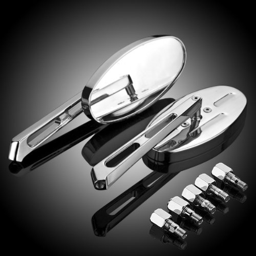 Motorcycle Chrome Plated Billet Aluminum Outside Rearview Side View Mirrors Multi Angle Adjustable Blindsight Rearview Handle Bar End Convex Universal Fit For Street Bike Suzuki B-King GS 500 GSF 650 Bandit