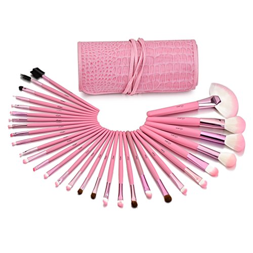Glow 30 teilig Make-up Pinselset (rosa Etui) + Tasche - 2