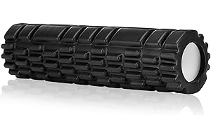 Kasanni Faszienrolle, Foam Roller Massage Roller zur Linderung von Muskelverspannungen und Druckentlastung im Rücken, an der Wirbelsäule und den Beinen Revitalisieren Sie Ihren Körper 30×8cm (Schwarz)
