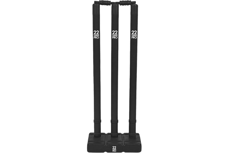 22YardsPro Cricket Stumps with Base – Durable Plastic Cricket Wickets Set with Bails, High Visibility Training Stumps for Practice, Nets & Matches