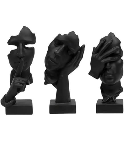 Statue Penseur Démontable - 3 Pièces Noir ABS - Décoration Moderne Bureau Ou Salon - Sculpture Abstraite Créative