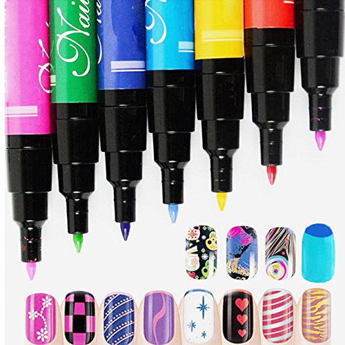 Set of 12Pcs Nail Art Polish Pen for UV Gel Nail Varnish Painting Detailing Drawing Dotting DIY Tool Kit