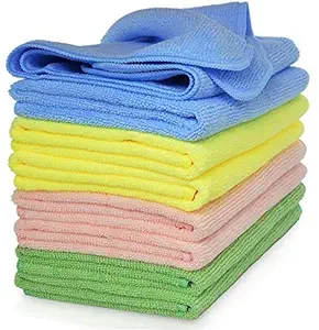 TWONE Multipurpose Microfiber Cloth for Car Cleaning, Polishing, Glass & Detailing Towel for Kitchen cleaning 40cm x 40cm (Pack of 8)