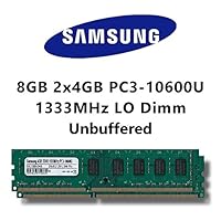 Samsung 8GB (2x 4GB) Dual-Channel Kit DDR3 1333MHz (PC3 10600U) LO Dimm Computer PC Desktop RAM Memory