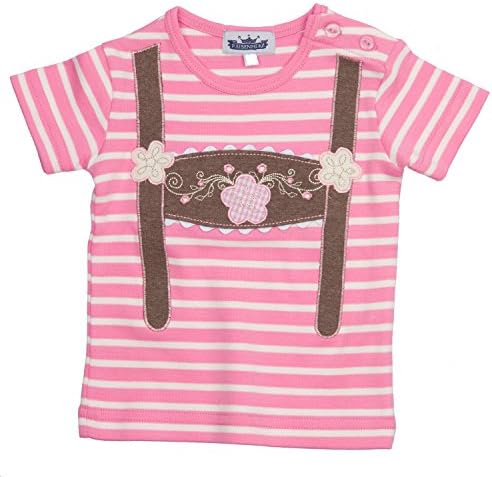 EisenherzBaby Shirt in Pink, Traditional Costume, Stripy Shirt, Attached braches, Size 98