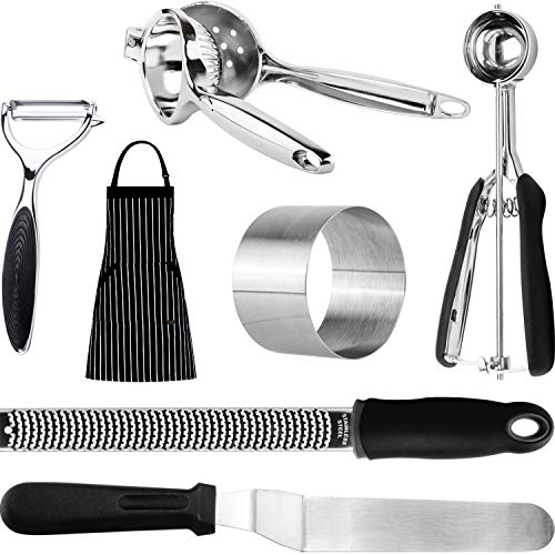 The French Pantry Set Regalo Utensili Chef Foodie | Spremiagrumi | Micro Grattugia | Stampo ad Anello | Pelatutto a Y | Spatola Sfalsata | Grembiule Chef