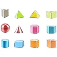 12PCS 3D Geometric Shapes Blocks Folding Geometric Shapes Geometric Solid Shapes Classroom Maths Manipulative And Geometry Learning Toys For Preschool Boys Girls Kids