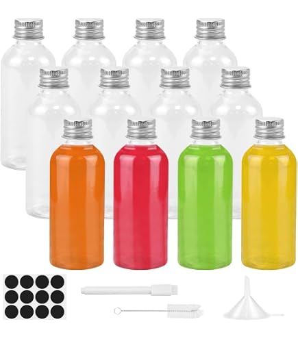 4 Stück Leere Reiseflaschen 100 Ml, Transparent – Mit Trichtern & Etiketten, Auslaufsicher, Für Kosmetik & Reisen