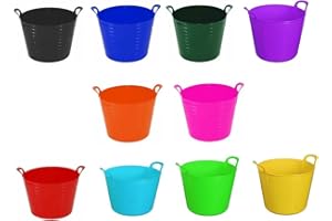 GARD N TOOL 42 LITRE FLEXI BASKET -LARGE TUB -GARDEN -CONTAINER -FLEXIBLE STORAGE BUCKET INDOOR LAUNDRY KITCHEN OUTDOOE - RANDOM COLOUR ASSIGNED ([ Set of 3 ])