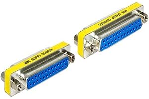 DeLOCK 65483 Adaptateur de câble Sub-D 25 Femelle/Femelle avec Sac en Plastique Bleu/Argent/Jaune