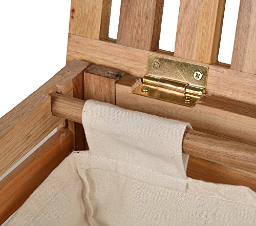 Wäschekorb Wäsche Truhe Sammler Box 66 cm Höhe Badmöbel Massiv Walnuss Holz - 6