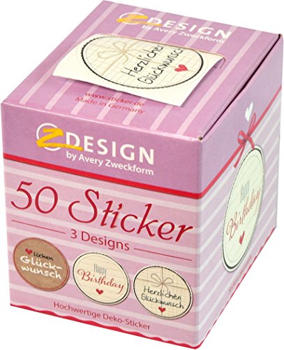 Avery Zweckform 56814-A Sticker auf Rolle Glückwunsch 38 mm 50 Aufkleber im Spender (stabile Verpackung) - 2