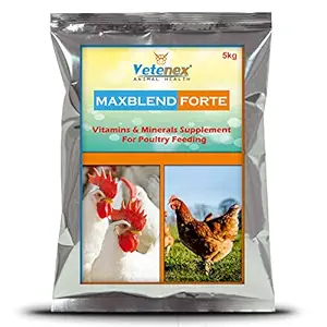 VETENEX Maxblend Forte - Poultry Growth Promoter with Vitamins & Minerals Supplement for Poultry, Birds & Chicken - 5 KG