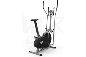 We R Sports Deluxe 2-IN-1 Cross Trainer & Exercise Bike Fitness Cardio Workout With Seat