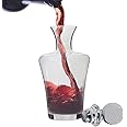 Red Wine Decanter 1L Wine Carafe Aerator with Weighted Stopper Lid Lead-Free Fluted Stem Port Wine Decanter Mothers Day Birthday Wedding Anniversary Housewarming Gift Idea