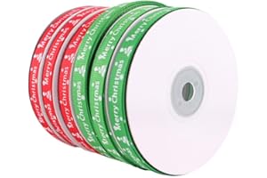 ASTARFAVOR 6 Rollos Cintas de Decoración Navideña, Cinta de Regalo Navidad, Cinta Arbol Navidad, Navideña Manualidades Cinta, 10 mm de Ancho, para Decoración de Regalos (22 m/Rollo)