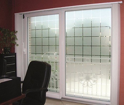 Active Film Patterned Decorative White Frosted Window Film - Privacy Frosted Glass Film Large Block Pattern 10m x 76cm (30