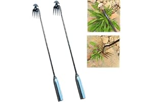 GYZGIRLOVER 2PCS Weed Puller Root Remover,Weeding Tools for Garden,Path Weeder Tool,Patio Weed Remover Tool,Weeding Gardening Tools with Handle Stainless Steel 4-Claw Head,Weed Puller Tool for Garden (2pc-C-50CM)