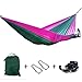 Produktbild Portable Double Outdoor Camping Hängematte mit 9ft Baumgurte - Leicht - 2 Person Hangout Fallschirm Hängematten zum Wandern, Reisen, Rucksackreisen, Garten, Strand, Hof, See (Dunkelgrün + lila)