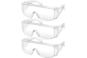 Makenlug 3Pcs Safety Glasses, Safety Goggles Clear Protective Glasses, Anti Splash Anti Scratch and Dust Proof for Eye Full Protection Suitable for Construction Laboratory Outdoor Eye Protection
