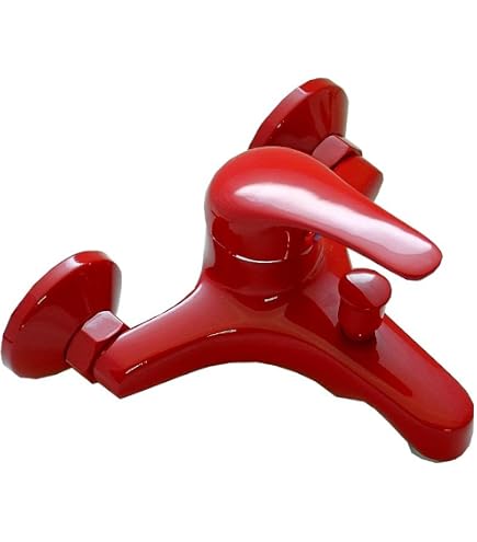 Wagner Einhebel-Duscharmatur In Rot - Massiv-Messing, Keramische Kartusche, Für Wandanschluss 150 Mm