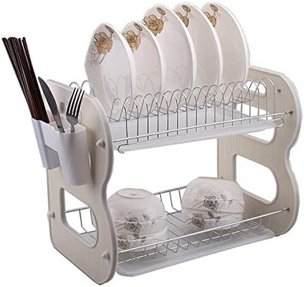 DYF Storage Bowl Rack Household Kitchen Classification Layer Three Drain,43*25*38cm,Milk White
