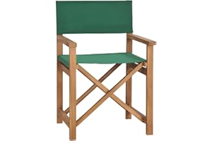 vidaXL Solid Teak Wood Director's Chair Easy Storage and Transport Wooden Outdoor Home Garden Patio Folding Camping Seat Furniture Green