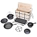 Produktbild vidaXL 9-tlg. Dutch Oven Set Holzkiste Kochtopf-Set Töpfe Pfanne Grillplatte