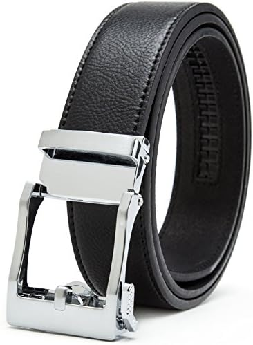 Gurscour Belts for Men Ratchet Sliding Buckle Leather Mens Belt Automatic Lock 35mm 1.4"