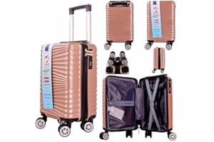 GENERIC Ryan Air Wizz Air Approved Hardcase Suitcase with Detachable 360 Degree Spinner Wheels - 40x20x25 - Lightweight Ideal for Short Trips - Secure Combination Lock (Rose Gold)