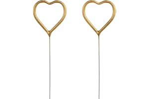 PartyDeco Wunderkerzen Hochzeit 16x5cm in Herzform 2er Set - Brennendes Herz Sternspritzer Herzwunderkerzen für Vintage Hochzeitsdeko