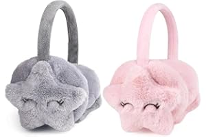 katmerio Paraorecchie in peluche invernale, 2 pezzi, per bambini, caldi, paraorecchie regolabili, paraorecchie invernali, in peluche (rosa, grigio), grigio., L