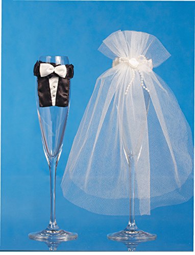 Sektglas-Deko Brautpaar Bräutigam und Braut 1 Paar Hochzeit Palandi® - 2