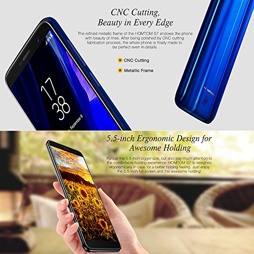 HOMTOM S7 Smartphone 4G-LTE Android 7.0 5.5 Pollici MTK6737 Quadcore 1.3GHz 3GB RAM 32GB ROM Fotocamera Davanti 8MP Indietro Dual 13 MP + 2MP 2900mAh Impronta Digitale