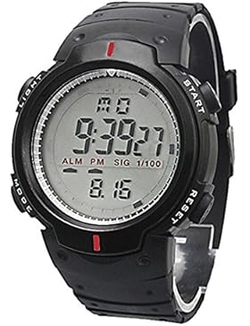 Unisex Herren Damen Sport LCD Datum Rubber Band Digital Outdoor Armbanduhr wasserabweisend, schwarz