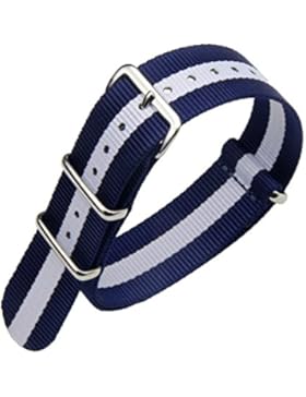22mm blau / weiß deluxe premium NATO Stil robust exotischen weichen Nylonsportarmbanduhr-Band Armband Männer