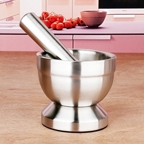 vancore (TM) Edelstahl Mörser und Pistill Spice Grinder Knoblauch Gerät für Küche, edelstahl, L