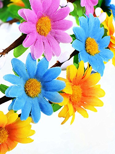 eBoot 6 Stück Mehrfarbig Blume Stirnband Kranz Floral Kranz Girland Stirnbänder mit Verstellbar Band für Festival Feier Party - 2