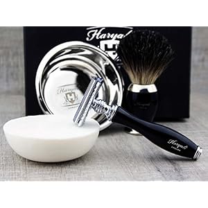 Black Shaving Set Featuring Pure Black Badger Brush & De Safety Razor Along with Soap & Stainless Steel Bowl. Perfect… - Image 2