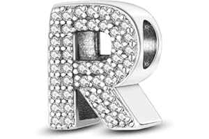Pandach Charme Lettre de l'alphabet Argent Sterling 925 Femmes Perles Charm avec 5A Zircone Compatible pour Pandora & Européen Bracelets